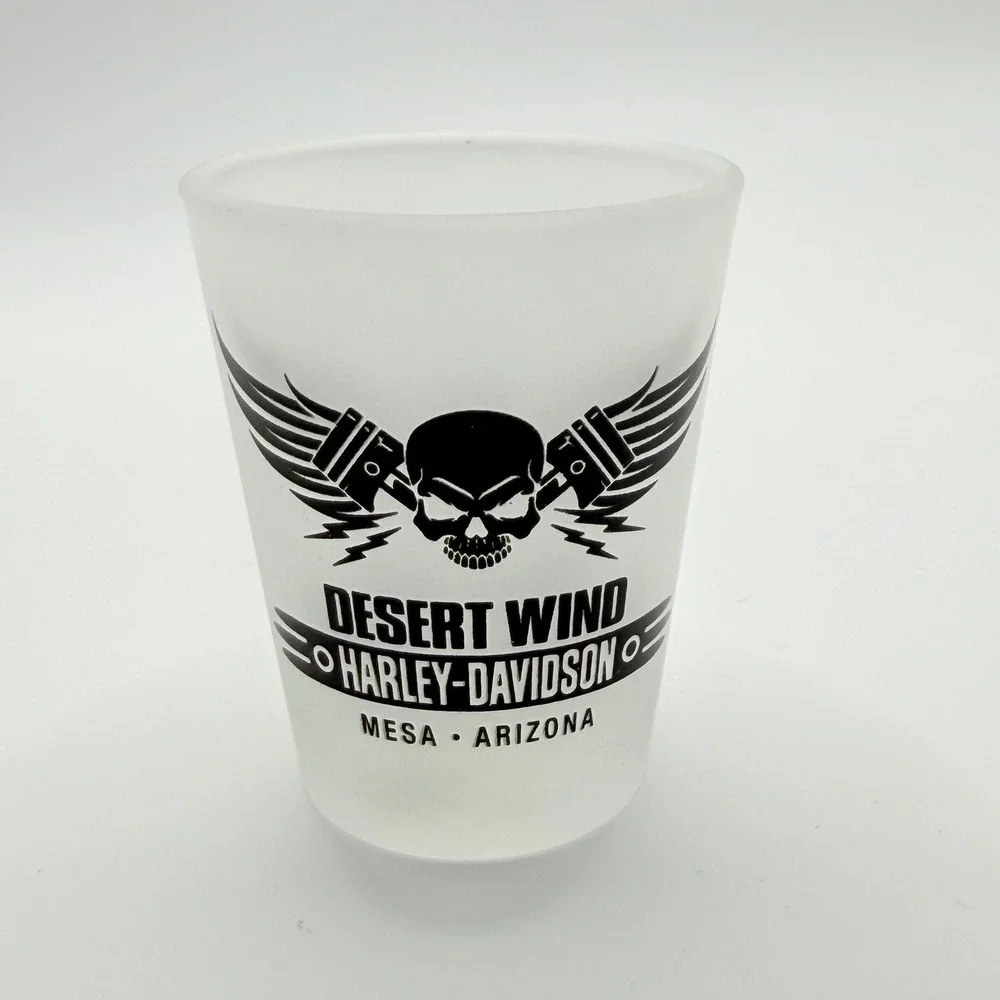 Harley-Davidson Desert Wind Mesa Arizona Frosted Skull Shot Glass Collectible